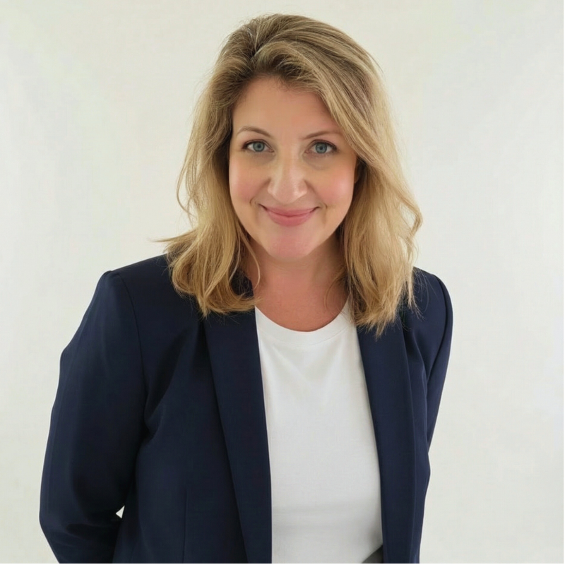 Marcee Davis photo, white top and blue blazer